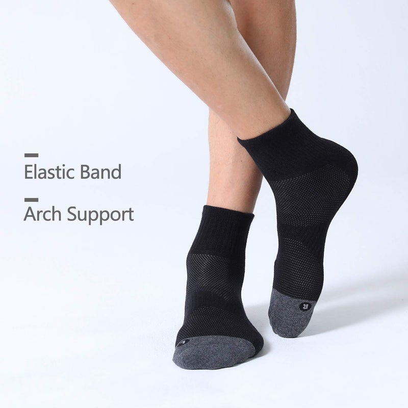 FITRELL 6 Pack Men's Athletic Ankle Socks Cushioned Sports Running Socks, Shoe Size 9-12, Black - Image 3